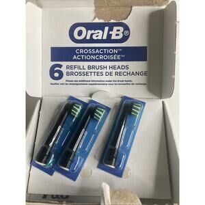 Pack Of 6 Genuine Oral-B CrossAction Replacement Brush Heads Black
